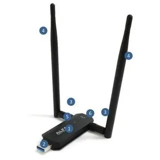 WiFi 6/6E USB-Adapter Tri-Band, Bluetooth 5.2, 3000 Mbps, externe Antenne
