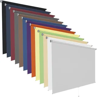 Springrollo Mittelzugrollo Schnapprollo viele Größen und Farben Stoff Rollo Vorhang Blickdicht halbtransparent lichtdurchlässig Fenster Sonnenschutz Sichtschutz Blendschutz (140 x 180 cm, Marine)