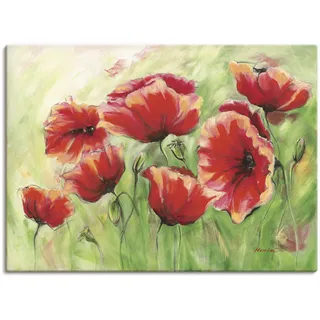 Wandbild ARTLAND "Rote Mohnblumen II" Bilder Gr. B/H: 130 cm x 90 cm, Leinwandbild Blumen, 1 St., rot Kunstdrucke als Leinwandbild, Poster in verschied. Größen