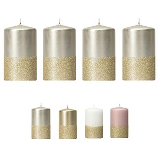 Moderne Adventskerzen mit goldenem Glitter/Glitzer – 4er Set - Kerzen/Stumpenkerzen - Weihnachten/Weihnachtskranz/Adventskranz (Titan)