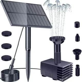 Sollbry Solar-Wasserpumpe für den Außenbereich, verbessertes Solar-Teichpumpen-Set mit Pfahl, solarbetriebene Wasserpumpe für Vogelbad, Garten,