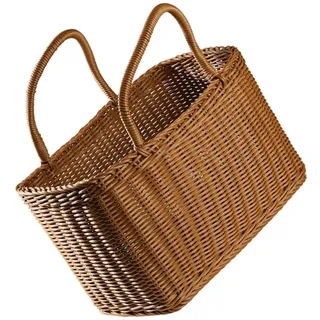 KOMBIUDA 1Stück Geflochtener Blumenkorb Handgefertigter Aufbewahrungskorb für Frische und Getrocknete Blumen Multifunktionale Korbtasche für Picknick und Geschenke Eleganter Rattankorb Braun