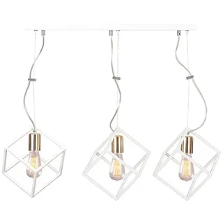 famlights Pendelleuchte famlights, Pendelleuchte Julie aus Metall weiß eckig, länglich | 70,00 cm x 70,00 cm x 16,00 cm