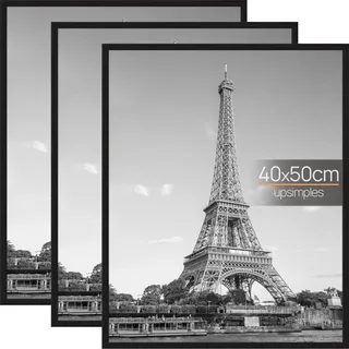 upsimples 3 Pack Bilderrahmen 40x50, 40x50 cm Posterrahmen Schwarz für Fotogalerie, Einschubstreifen, Horizontale oder Vertikale Wandmontage