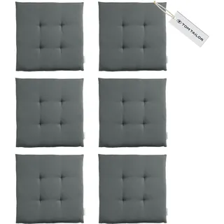 TOM TAILOR NEU! Sitzkissen Stuhl 6er Set - gemütliche Stuhlkissen 40x40 cm in Grau - Sitzauflage waschbar für Esszimmer, Bürostuhl, Bank, Boden & Gartenmöbel - Oeko Tex Zertifiziert