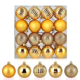 Weihnachtskugeln Gold, Christbaumkugeln Weihnachtsdeko als Saisonal Deko Hochzeitsdeko 32 Stück (6CM-Golden)