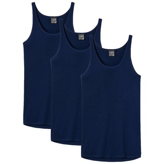 SCHIESSER Herren Unterhemd 3er Pack - Sport-Jacke, ohne Arm, Original Feinripp, einfarbig Blau XL