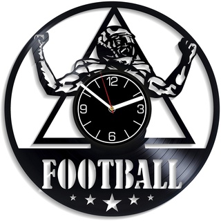 Kovides American Football Vinyl-Wanduhr Fußball Wanduhr American Football Wall Clock Modern Football Geschenk Sport Home Dekoration American Football Vinyl Uhr Geschenk für Männer