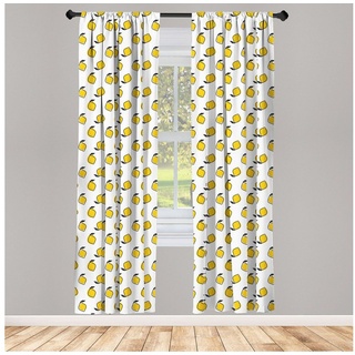 Gardine Vorhang für Wohnzimmer Schlafzimmer Dekor, Abakuhaus, Microfaser, Gelb und Weiß Doodle Zitronen gelb|schwarz 150 cm x 225 cm