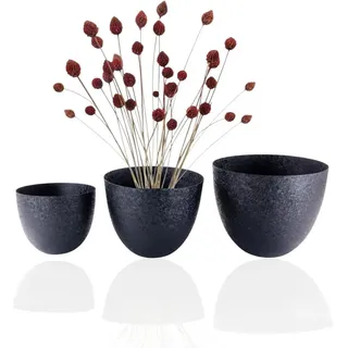 trends for living Blumentopf Schwarzer Blumenkübel Plfanzentopf aus Metall Blumentopf (5 Größen) Ø 10 cm x 12 cm