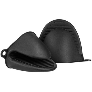 kwmobile Hitzeschutzhandschuhe 2x Silikon Topflappen Ofenhandschuh Set - Topfhandschuhe schwarz