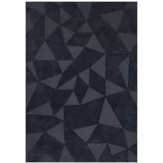KADIMA DESIGN Luxus-Wollteppich mit Geometrischem Muster - `Deben Troy` . Farbe: Anthrazit, 160x230 cm, | Kadima Design