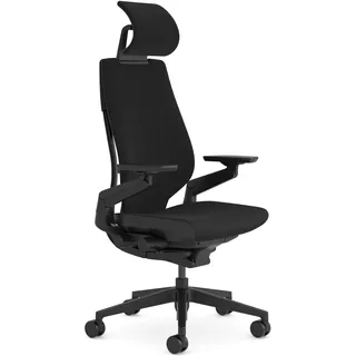 Steelcase Gesture Ergonomischer Bürostuhl mit 360° Armlehnen, 3D-Live Back Lumbalstütze, anpassbarer Kopfstütze Black/Schwarz, 66 x 62.5 x 107