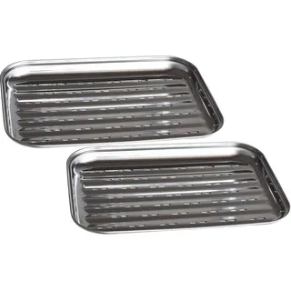 Grillschale Edelstahl wieder verwendbare Grillschalen - 2er Set