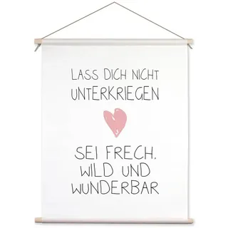 artissimo Bild Kinderzimmer 40x50 cm PE6616-TP – Lass dich nicht unterkriegen, Stoff-Poster mit Spruch für Jungen & Mädchen