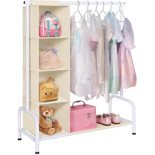 Univivi Kleiderständer Kinder, Kleiner Baby Kleiderstange, Beige | Robuste Metallstruktur, Strapazierfähig, Stabil mit Gestell, Für Mäntel, Röcke, Kostüme, für Mädchen, Jungen & Kinderzimmer