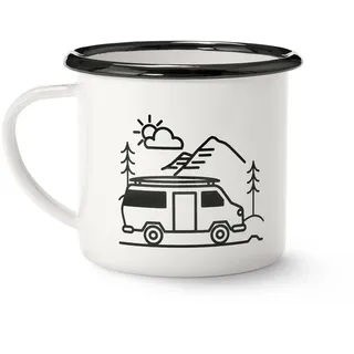 Tchibo - Emaille-Kaffeebecher Camping - schwarz