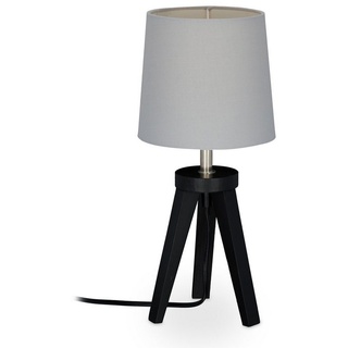 relaxdays Nachttischlampe Tischlampe Dreibein Schwarz/Grau grau|schwarz