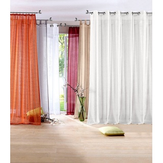 Gardine MY HOME "REGINA" Gardinen Gr. 145 cm, Schlaufen, 140 cm, weiß Gardinen nach Räumen Gardine Vorhang, Fertiggardine, transparent