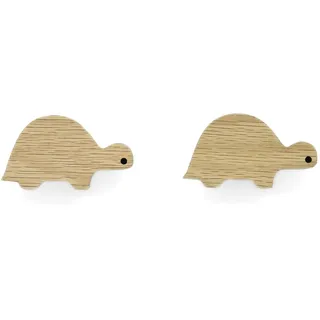 PLT 2 Stück Tierische Griffe für Kindermöbel aus unbehandeltem Eichenholz im Schildkröten-Motiv, Knauf, Knopf für Kommode, Schrank, Schublade, Tür, Kinderzimmer, Geschenk (2, Schildkröte)