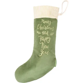 Papierdrachen Weihnachtsstrumpf Grün- Socke aus Samt - zum Befüllen -goldene Sti