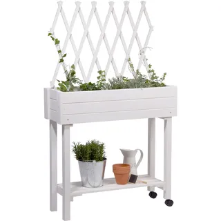 Dobar Hochbeet mit Rankhilfe 79 x 28,5 x 130 cm weiß