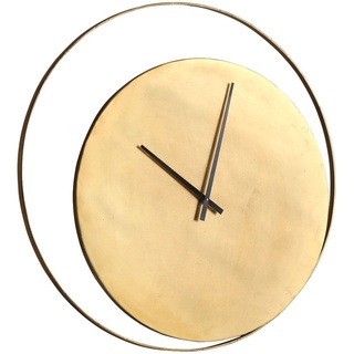 Casa Padrino Designer Wanduhr Gold Ø 80 cm - Runde Industrial Design Metall Uhr - Wohnzimmer Deko Accessoires