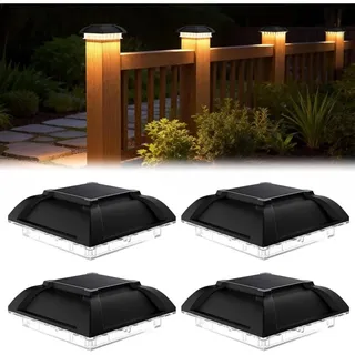 4er-set Solar-pfostenkappen, Ip65 Wasserdicht, Warmweiß, Für 3,5 X 3,5 Zoll Holzpfosten, Terrassendielen