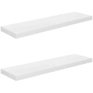 furnicato Wandregal Schweberegale 2 Stk. Hochglanz-Weiß 90x23,5x3,8 cm MDF, 1-tlg. weiß