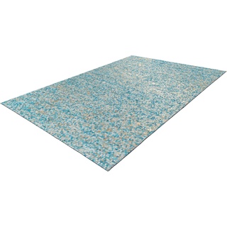 Teppich ARTE ESPINA "Finish 100" Teppiche Gr. B/L: 160 cm x 230 cm, 5 mm, 1 St., blau (türkis, gold) Esszimmerteppiche natürlicher Lederteppich,mit glänzender Metallic-Farbe,Rücken aus Filz