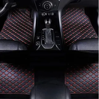 MBBROS 4pcs Auto Fußmatten für for Alfa Romeo Junior 2024, Wasserdichtes Anti-Rutsch Abriebfest Allwetter Auto Teppiche Teppich Innenraumschutz ZubehöR,G Black Red