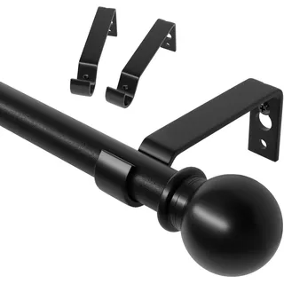 Gardinenstange Schwarz 80-152 cm mit Halterung, 16mm Durchmesser Gardinenstange Wandmontage für Scheibengardinen. Gardinenstange Schwarz Matt, Spleißen Verstellbare