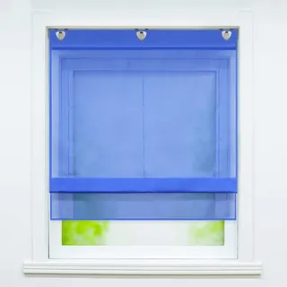 Joyswahl Voile Raffrollo ohne Bohren Raffgardine Ösen Hanna Blau 100x150