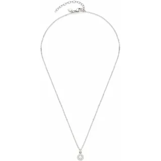 JEWELS BY LEONARDO Halskette Isa • feine Anker-Kette aus silberfarbenem Edelstahl • Anhänger mit weißer Imitations Perle und Zirkonia Steinchen • 42-47 cm Länge • Schmuck Geschenk Damen • 023346