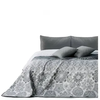 DecoKing 12253 Tagesdecke 200 x 220 cm Grau/Silber/Weiß