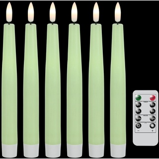 Eldnacele 21 cm flackernde LED Stabkerzen mit Timerfunktion, batteriebetriebene geburtstagslose Kerzen mit Fernbedienung für Hochzeit, Party und Weihnachtsdekoration(Grün)