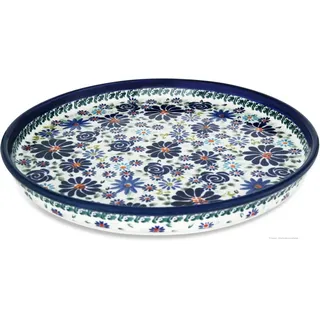 Bunzlauer keramik Original Teller flach Speiseteller mit 2,5 cm hohen Rand, Ø 24,5 cm im Dekor DU126