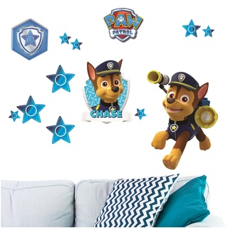 13 tlg. Set Wandtattoo/Sticker - " Paw Patrol - Polizei Hund Chase " - Wandsticker - Aufkleber für Kinderzimmer - selbstklebend + wiederverwendbar + wasse..