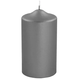 Fink Candle Stumpenkerze Metallic aus Paraffin in der Farbe Grau, Maße: 8cm x 8cm x 15cm, 123742