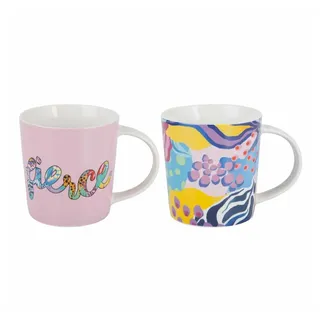 Maxwell & Williams Becher BE FIERCE Fiece 2er Set 380 ml, Porzellan bunt