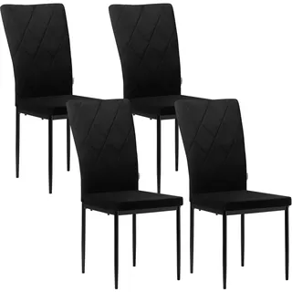 WOLTU Esszimmerstühle 4er Set, für Esszimmer Küche Wohnzimmer Büro, Küchenstühle Samt mit hoher Rückenlehne, Metallbeinen, bis 150 kg belastbar, Schwarz