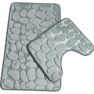 2-teiliges Rutschfestes Stehendes Badematten-set, Atmungsaktive Memory-schaum-badematte, Bequem, Weich, Saugfähig, Toiletten-badezimmer-teppich, Rutschfeste Stehende Unterstützung, Beige