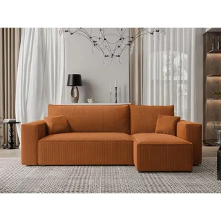 Idohome - PARIS L Ecksofa mit Schlaffunktion und Bettkasten 244x145 cm – universell  – Modernes Schlafsofa & Couchgarnitur Farbe: Ziegelrot Pos... - Rot