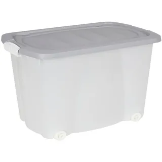 Jelenia Plast Aufbewahrungsbox Rollenbox mit Deckel 60x40x32cm 45l Aufbewahrungbox Spielzeugkiste grau 60 cm x 32 cm