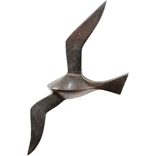 MichaelNoll Vogel Vogelschwarm Flügel Wanddekoration Silber Aluminium Metall Deko Dekoration - Wanddeko für Wohnzimmer, Küche und Schlafzimmer - XL 51 cm