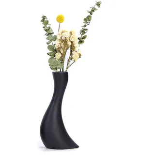 Cutfouwe Vase Schwarz 26cm Hoch Matt Keramikvase,Modern Deko Vase für Pampasgras,Minimalistische Blumenvase Kreative Abstrakt Schmalen Hals Handmade Vasen für Tischdeko Home Office Bad Dekoration,L
