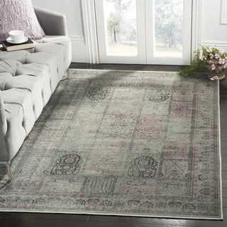 SAFAVIEH Traditionell Teppich für Wohnzimmer, Esszimmer, Schlafzimmer - Vintage Collection, Kurzer Flor, Amethyst und Dunkelgrau, 160 X 229 cm
