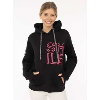 Zwillingsherz Hoodie "Alissa 2.0" mit SMILE Stickerei vorne und hinten schwarz L (40)