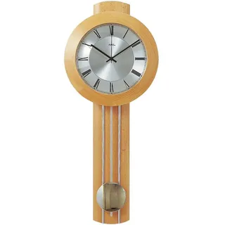AMS Wanduhr 5132/18 Funk mit Pendel massiv Buche, silberfarbene Applikationen