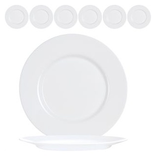 Luminarc Teller Everyday White ARC G0564, 24,5 cm, Opalglas weiß, rund, flach, 6 Stück